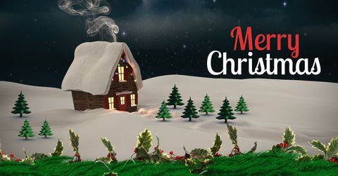 Cozy Snow-Covered Cabin on Magical Christmas Eve - Download Free Stock Templates Pikwizard.com