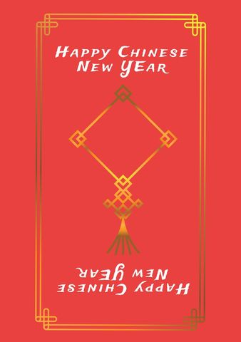 Red and Gold Chinese New Year Greeting Card Design - Download Free Stock Templates Pikwizard.com
