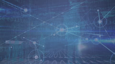 Abstract Digital Network with Binary Code Overlay