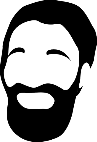 Minimalistic bearded face with smiling expression transparent background