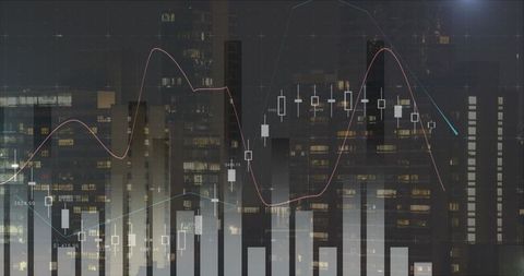 Digital Financial Chart Overlaying Urban Skyline at Night - Download Free Stock Images Pikwizard.com