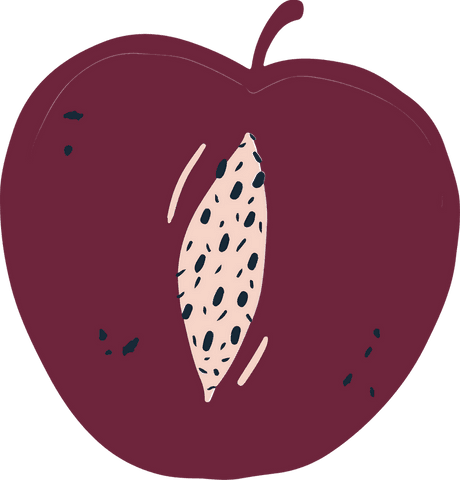 stylized purple plum with spotted pink pit on transparent background - Download Free Stock Videos Pikwizard.com