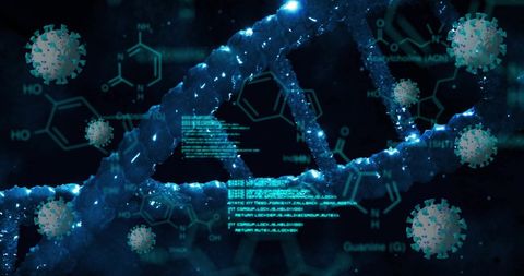 Digital visualization of dna and viruses on dark background