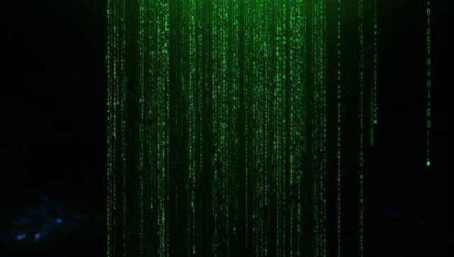 Streaming futuristic digital code in virtual space