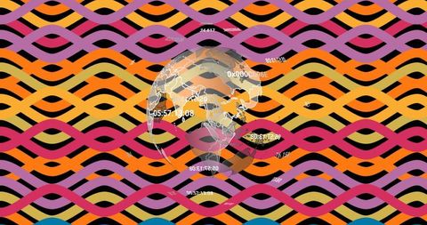 Futuristic globe with numeric data and vibrant patterns