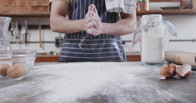 Baker Preparing Dough in Rustic Kitchen with Ambient Lighting - Download Free Stock Images Pikwizard.com