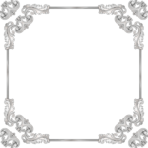 Intricate rococo-style border with elegant silver scrollwork