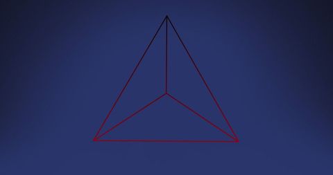 Geometric triangle lines on blue abstract background