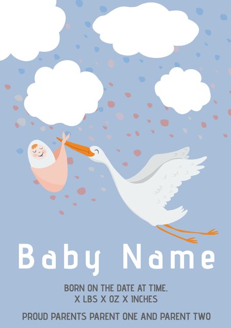 Stork Delivering Baby Announcement Template - Download Free Stock Templates Pikwizard.com