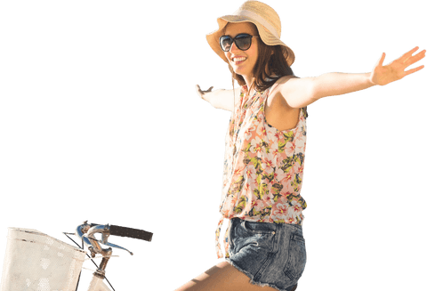 joyful caucasian woman on bicycle with transparent background - Download Free Stock Videos Pikwizard.com