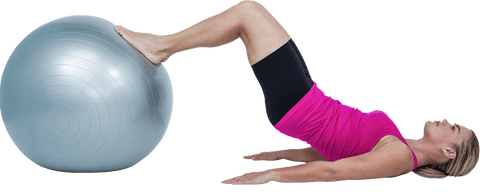 Transparent Fitness Exercise with Stability Ball and Female Athlete