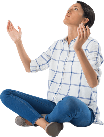transparent thoughtful young asian woman praying meditation pose - Download Free Stock Videos Pikwizard.com