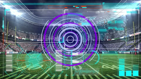 Futuristic Digital Interface in Sports Stadium Setting
