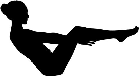 Silhouette of Woman Doing Crunches on Transparent Background