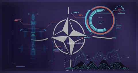 Futuristic Data Processing Over Nato Emblem, Ukraine Crisis Theme - Download Free Stock Images Pikwizard.com