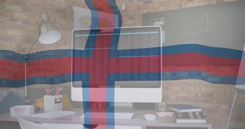double exposure of computer with faroese flag in modern home office - Download Free Stock Images Pikwizard.com