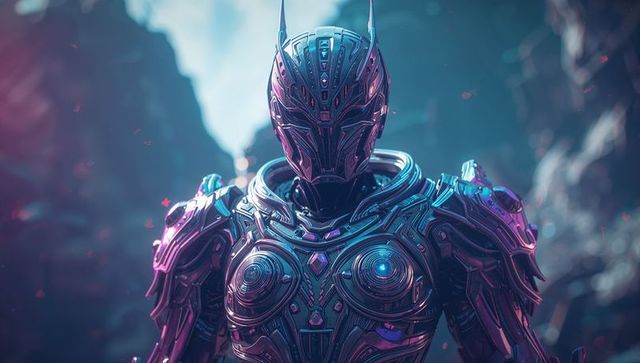 Cybernetic Warrior in Alien Canyon Adventure