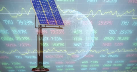 Financial Data Animated with Solar Energy and Earth Concept