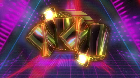 Vibrant Abstract Sunset with Geometric Shapes in Digital Animation