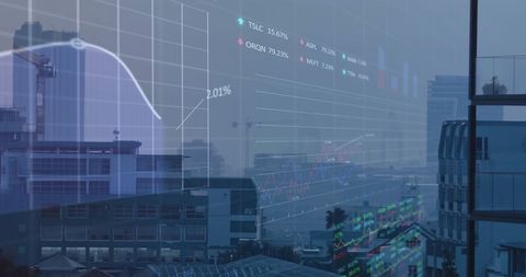 Financial Data and Stock Market Trends Over Urban Skyline - Download Free Stock Images Pikwizard.com