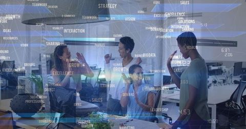 Digital innovation and team collaboration in modern office