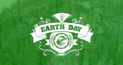 Earth day green background with environmental icons