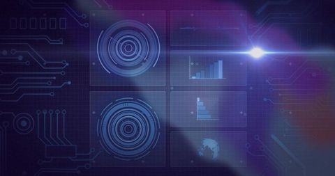 Futuristic hud interface with analytics and technology icons