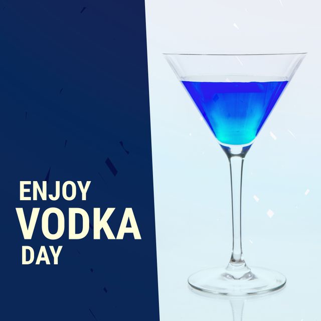 Composition of vodka day text over drink. Vodka day and celebration concept digitally generated image.