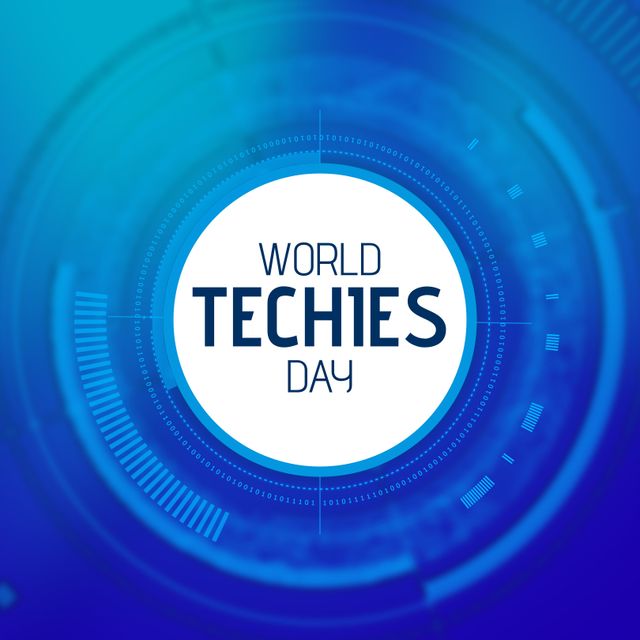 World Techies Day Graphic Design with Futuristic Blue Interface - Download Free Stock Templates Pikwizard.com