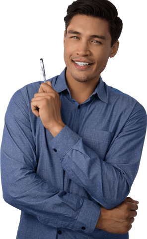 Transparent Young Business Professional Holding Pen Smiling - Download Free Stock Videos Pikwizard.com