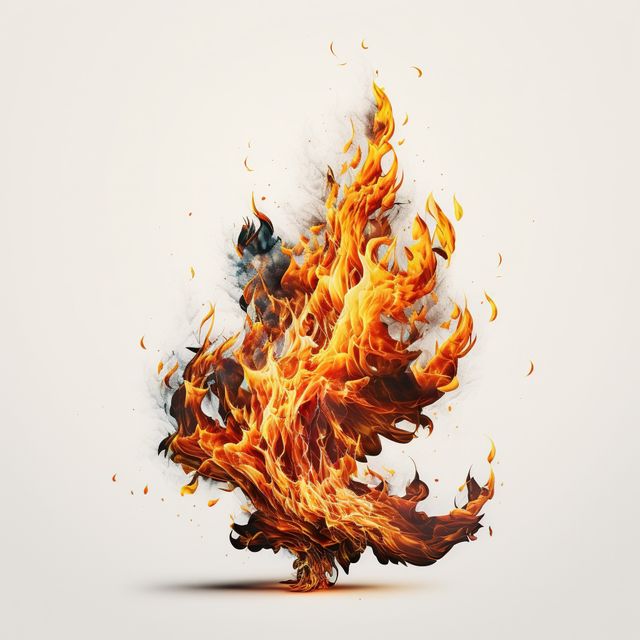 Explosive Flames and Fire Burst on White Background - Download Free Stock Images Pikwizard.com