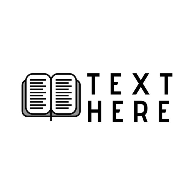 This image features an open book icon with 'Text Here' beside it, symbolizing knowledge, education, and literacy. It makes for a great visual for educational materials, book promotions, literacy campaigns, school logos, or learning resource designs. The clean and simple design allows for easy customization and application in various educational contexts.