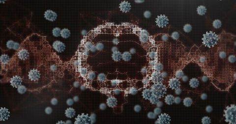 Digital Representation of COVID-19 Cells and DNA with Brain Outline