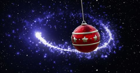 Christmas Ornament Hanging in Space with Stars