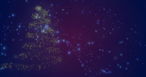Glowing Christmas Tree with Falling Golden Dots in Sparkling Night - Download Free Stock Images Pikwizard.com