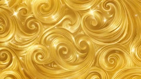 Golden Swirl Animation Creating Flowing Metallic Illusion with Sparkling Highlights