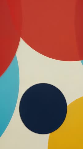 Looping Vertical Animation Featuring Vibrant Geometric Circles Moving on Cream Canvas