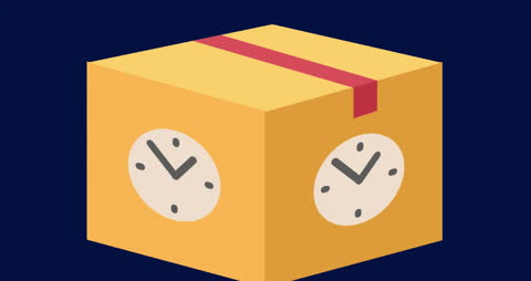 Abstract Animated Box with Clocks Displays Movement Concept