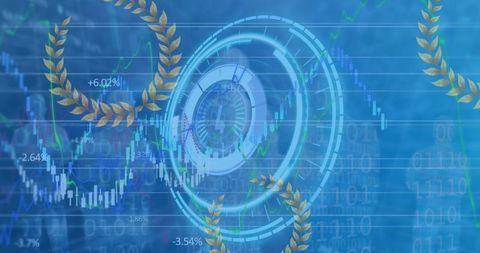 Futuristic financial digital visualization with graphs and patterns