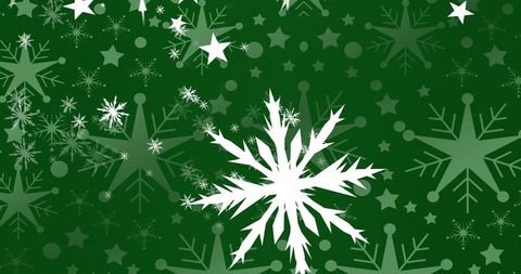 Festive Winter Snowflakes on Emerald Green Background