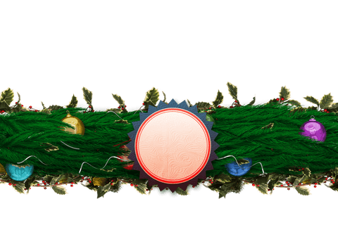Festive Transparent Garland with Vibrant Christmas Ornaments