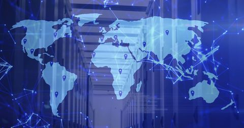 Global Network on Digital World Map Overlay - Download Free Stock Images Pikwizard.com
