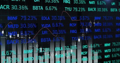 Digital Financial Market Display with Candlestick Analysis