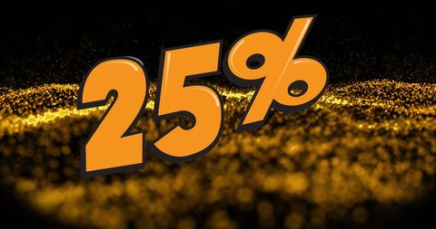 Glittering 25% discount banner on dark background