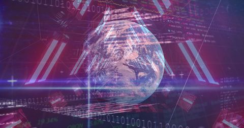 Global Digital Network with Data Processing and Spinning Globe - Download Free Stock Images Pikwizard.com
