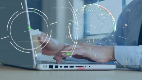 Businessman Integrating Technology with Virtual Globe