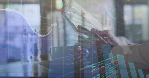 Business Professional Interacting with Digital Financial Data