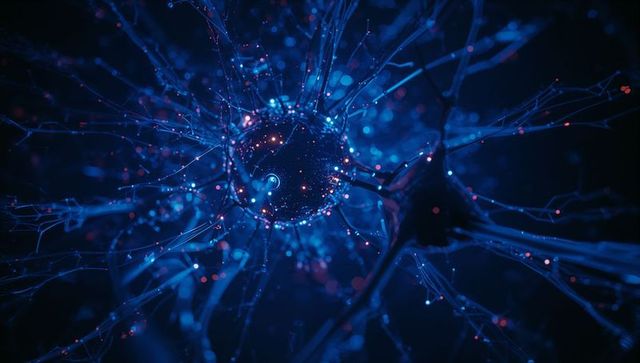 Glowing network sphere with digital connectors in futuristic space