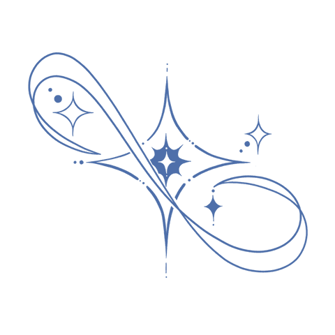 Abstract blue swirl with star elements on transparent background