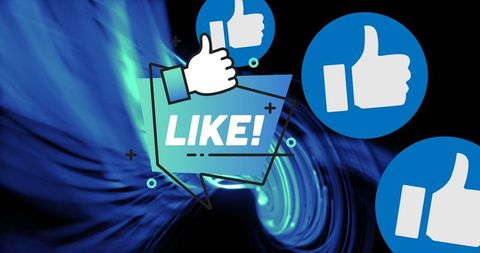 Social media like icons with abstract digital background